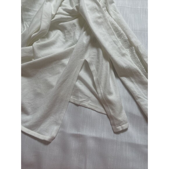 H Halston Lace Inlay Open Cardigan Sweater In White As M New - Picture 6 of 11